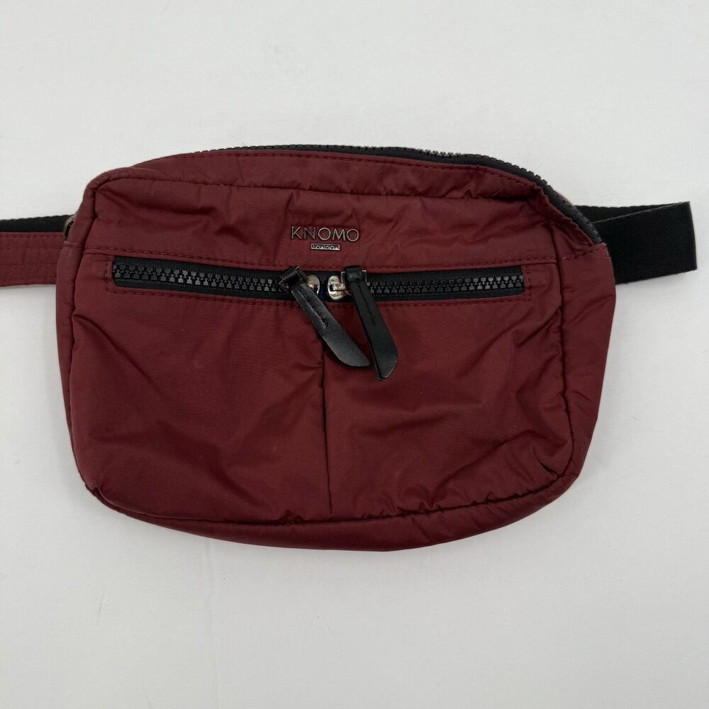Knomo Maroon Lightweight Beltbag 2Way Crossbody Adjustable Strap Pockets Unisex